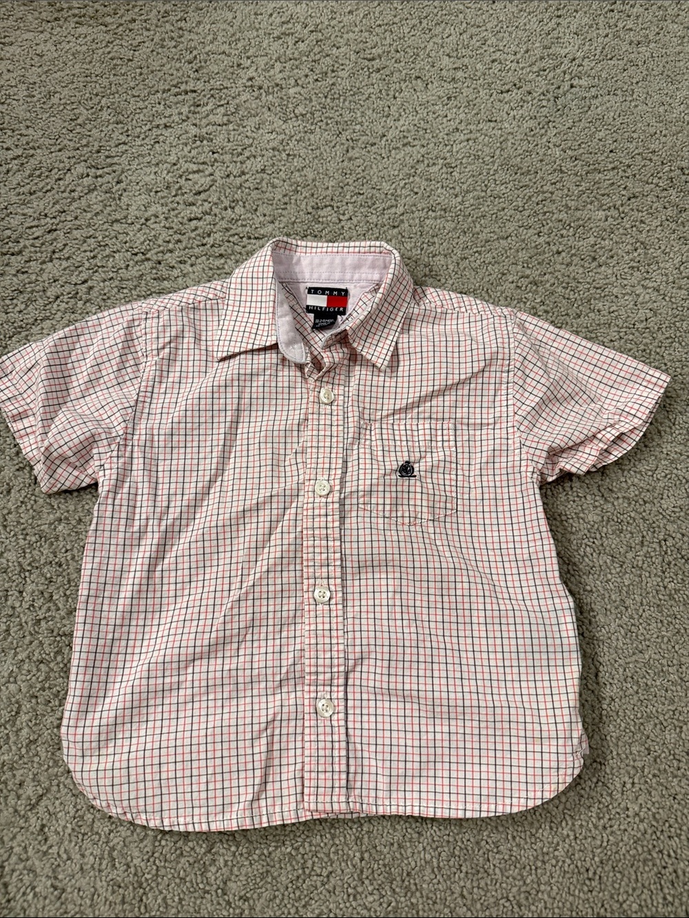 Tommy Hilfiger White and Red Check Short-Sleeve Button-Down Shirt - Kids